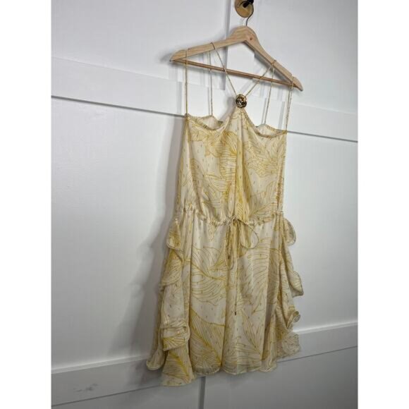 NEW Alexis Halter Neck Spaghetti Straps Ruffle Asia Dress Golden Palms Size: XS - Picture 4 of 9